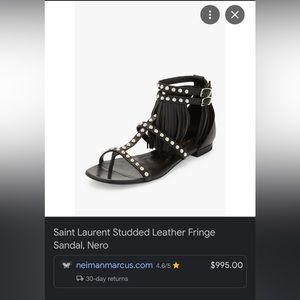Saint Laurent. Black Leather Studded Accent Gladiator Sandals